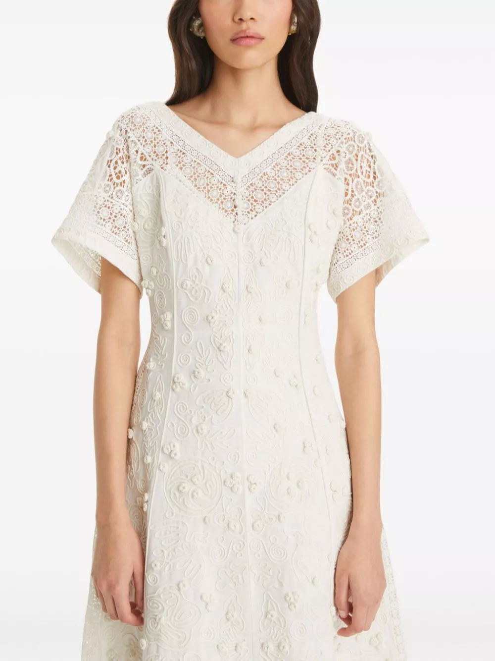 Cheap Tory Burch embroidered linen midi dress Women 0114