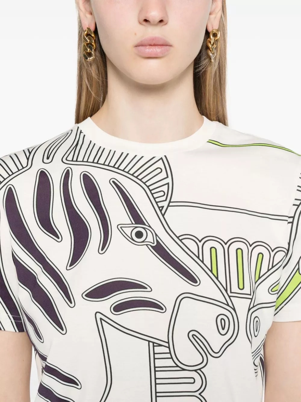 Affordable Tory Burch zebra-print cotton T-shirt Women 0123