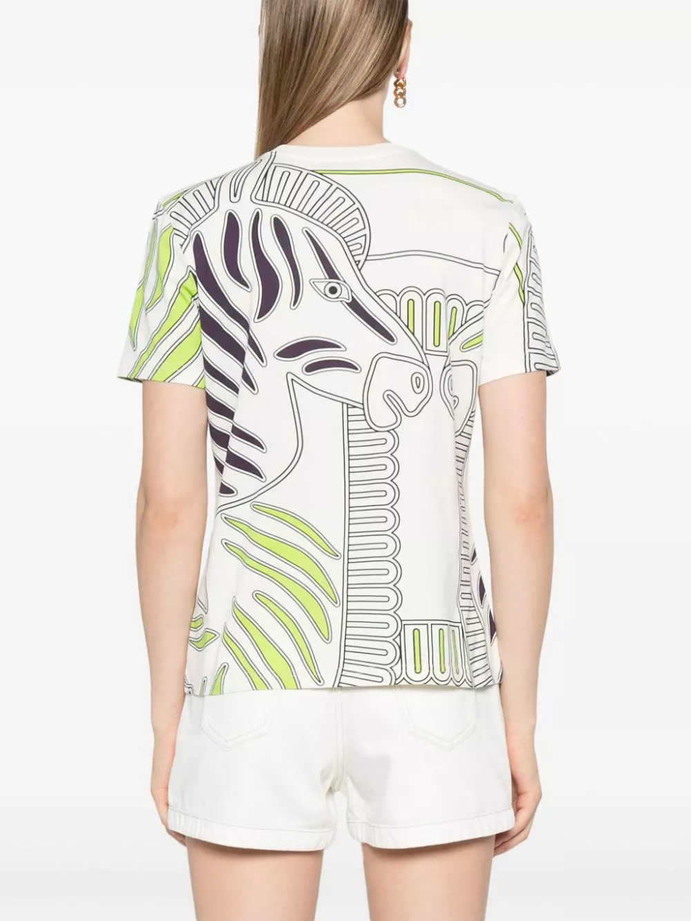 Affordable Tory Burch zebra-print cotton T-shirt Women 0123