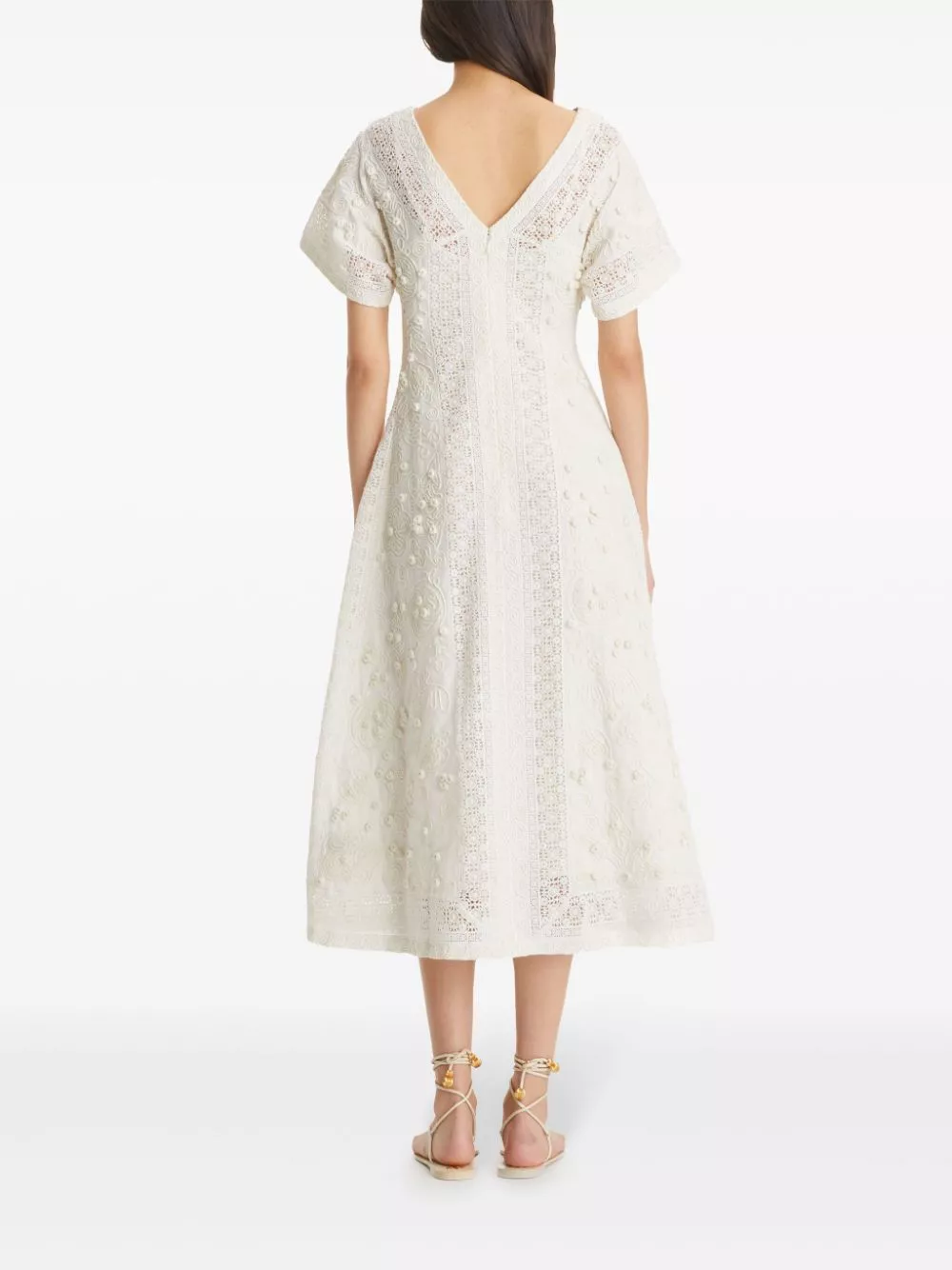 Cheap Tory Burch embroidered linen midi dress Women 0114