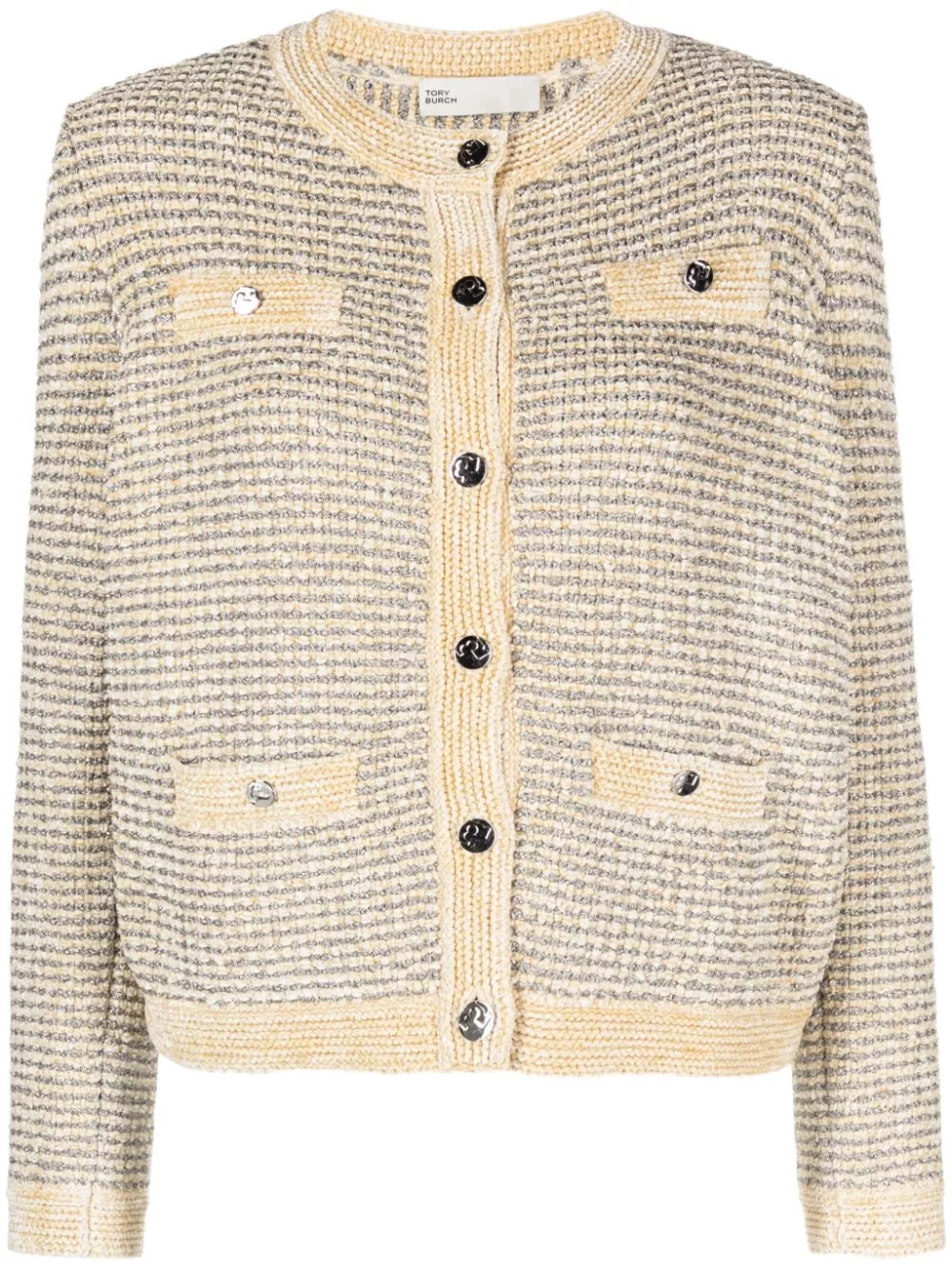 Tory Burch metallic-thread striped cardigan Women 0114