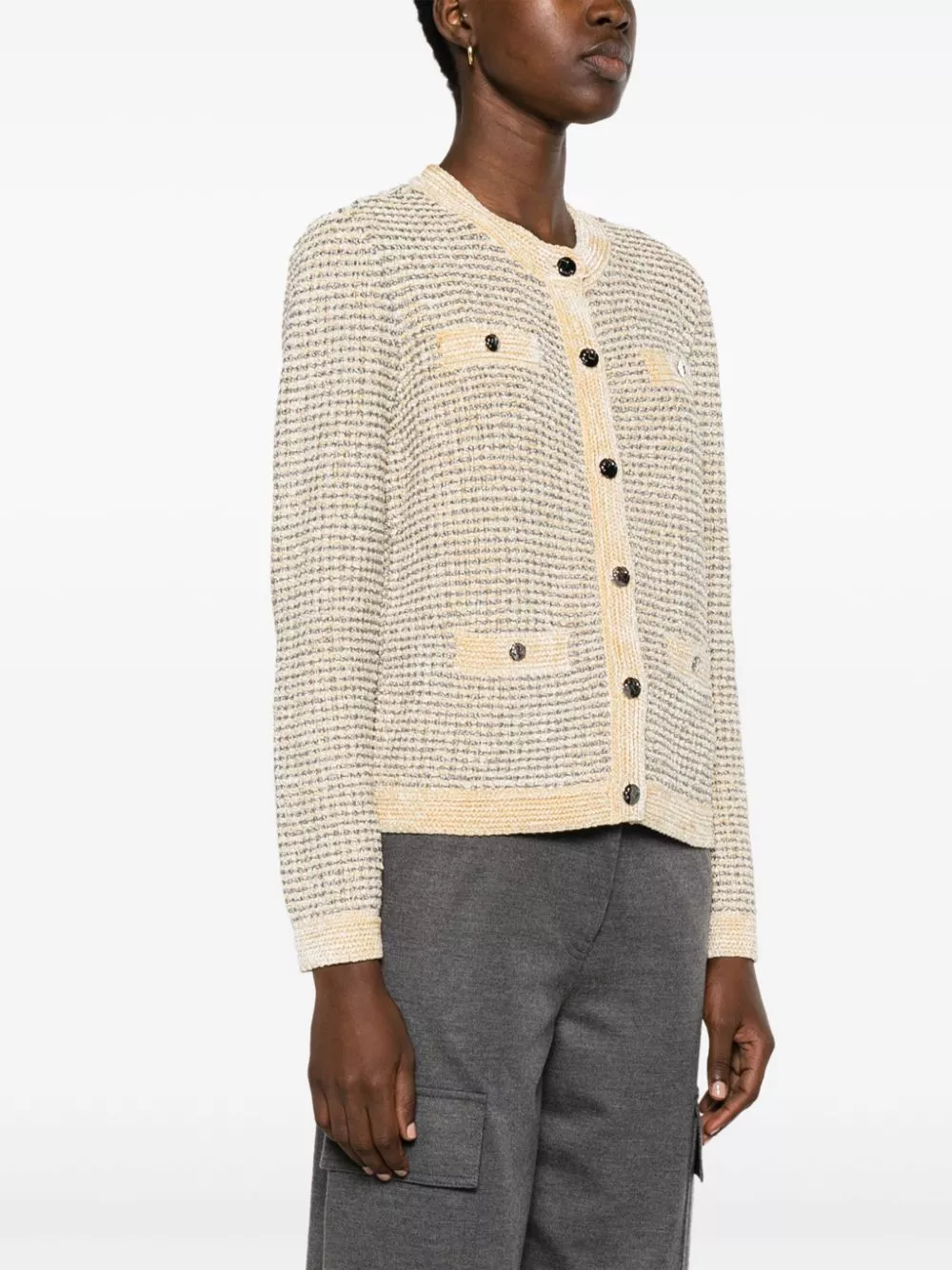 Affordable Tory Burch metallic-thread striped cardigan Women 0114